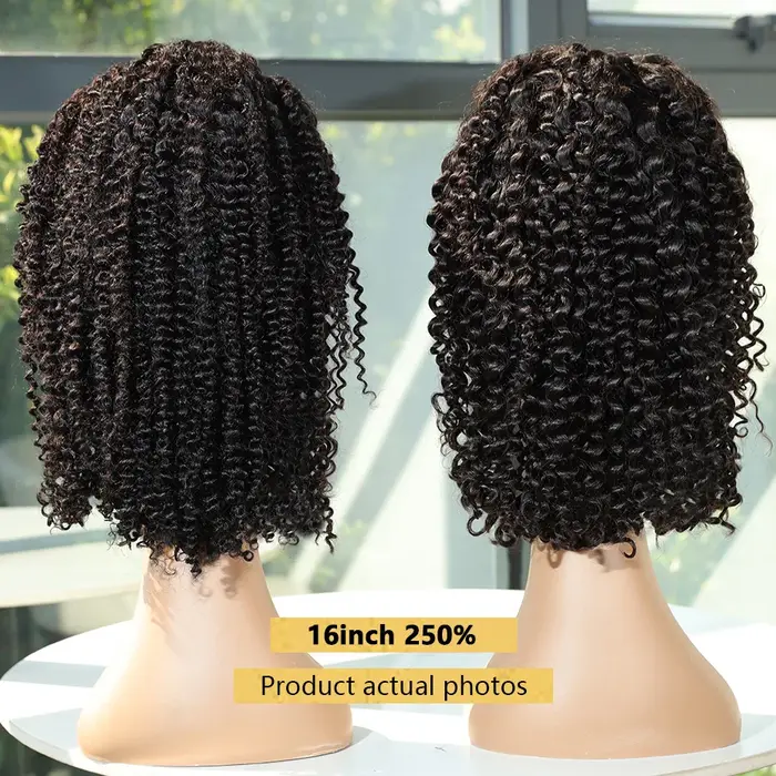 Perruques Jerry Curl, perruque courte bob pleine densité 250