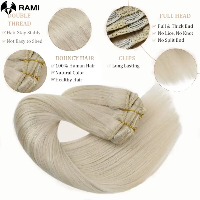 Extensions de cheveux humains à clips