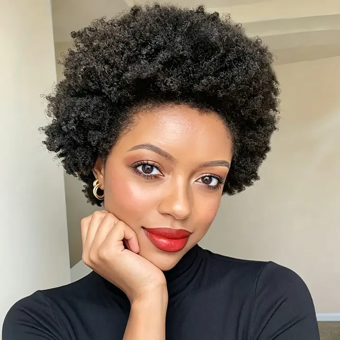Perruque afro bouclée frisée avec frange pour femme