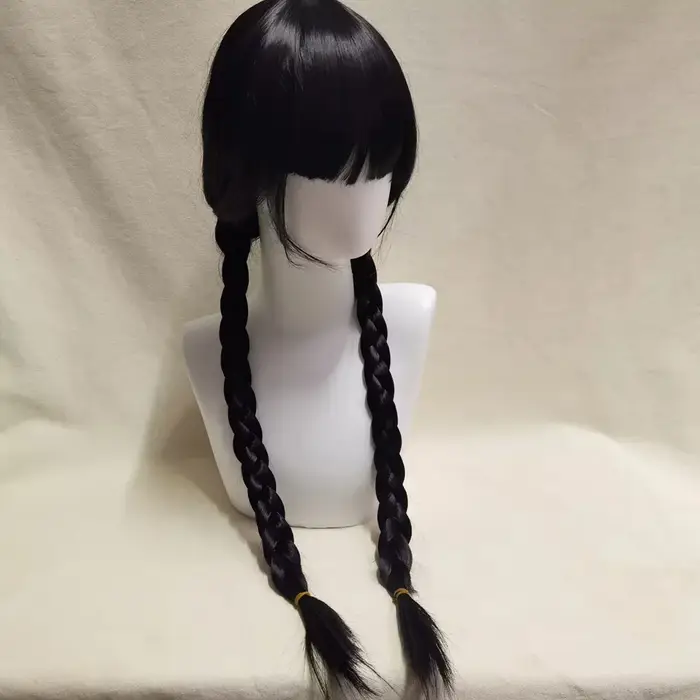 Perruque de Cosplay synthétique longue tressée noire