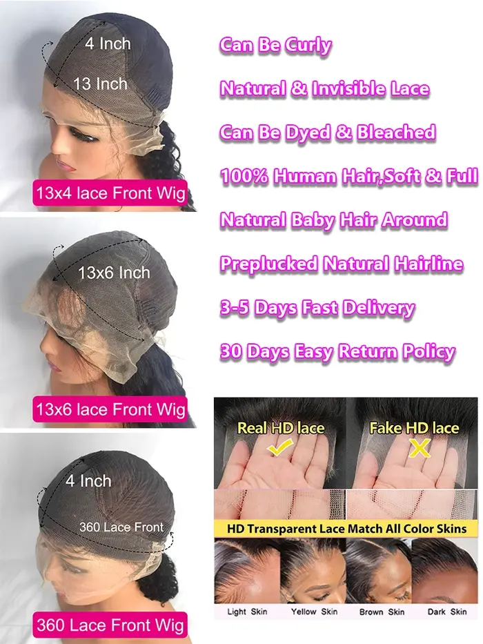 Perruques de cheveux humains bouclés 250% de densité