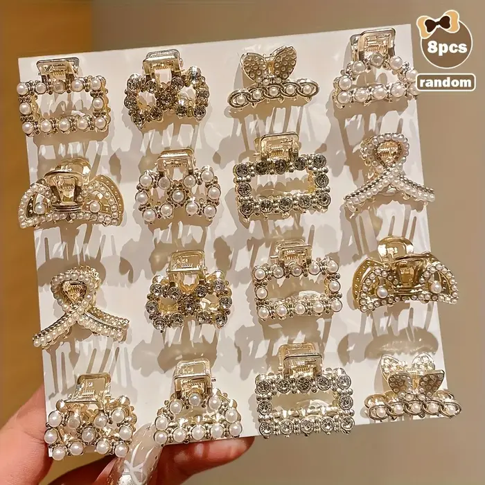 Un ensemble de 8 mini pinces à cheveux rétro pour femmes