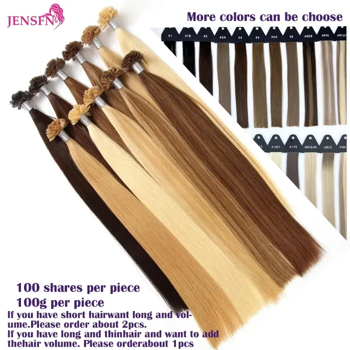 Extensions de cheveux humains à pointe plate JENSFN