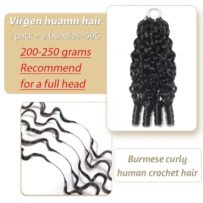 Cheveux humains bouclés birmanes pour crochet, 30 pouces, 120g, pré-séparés, pour femmes noires, lot