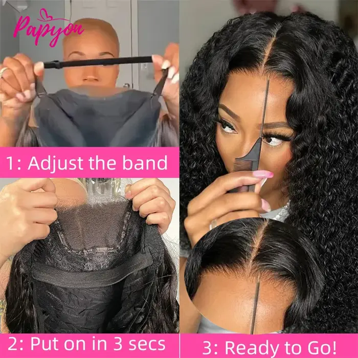 Perruque Lace Frontal Wig naturelle sans colle, cheveux humains, 6x4, prêt à porter, pré-épilés, bou