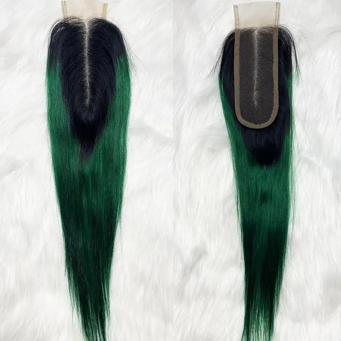 Paquets droits de cheveux humains d'os avec la fermeture transparente de dentelle 2x6 Extensions de