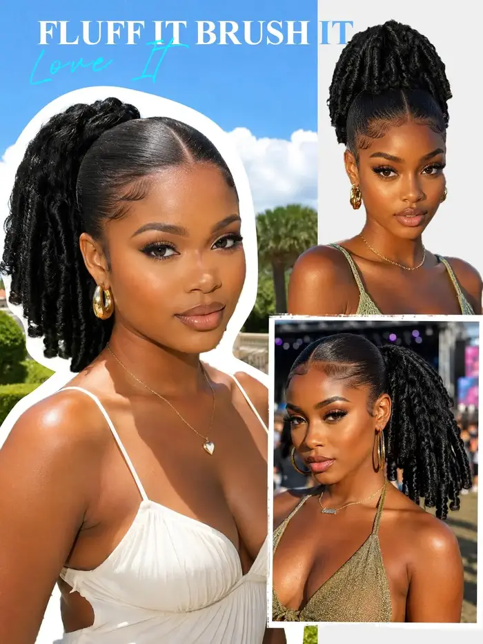 Extension de queue de cheval afro bouclée crépue 12-18 pouces avec cordon de serrage et boucles rebondissantes uniques