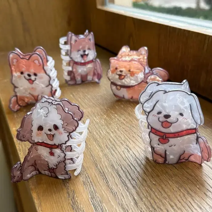 1pc nouveau dessin animé cheveux bouclés amour Chai chien corgi chiot acrylique pince