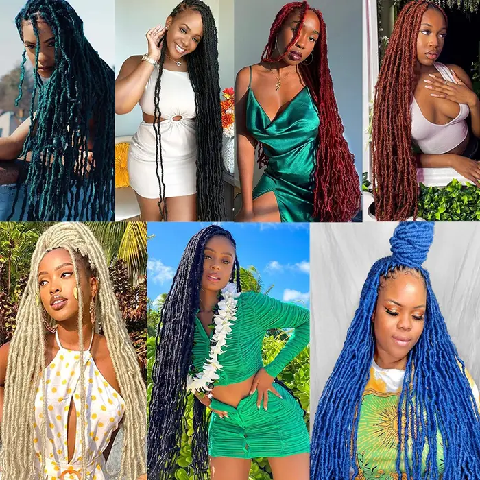 18 24 36 pouces 6 paquets nouveaux faux locs crochet cheveux meche faux locs crochet tresse doux loc