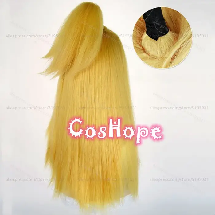 Deidara Cosplay perruque 64 cm longue jaune Blonde