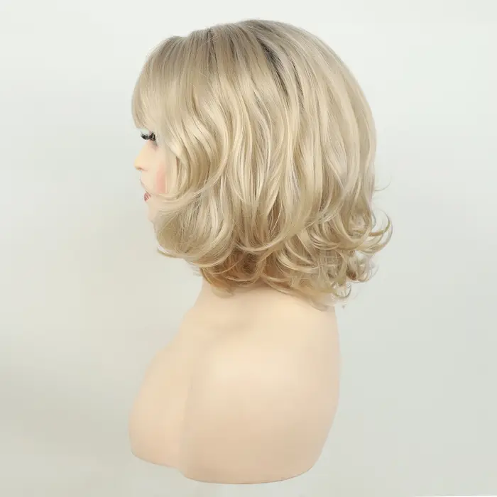 HANEROU – perruque synthétique courte ondulée Blonde naturelle ombrée bouffante pour femmes