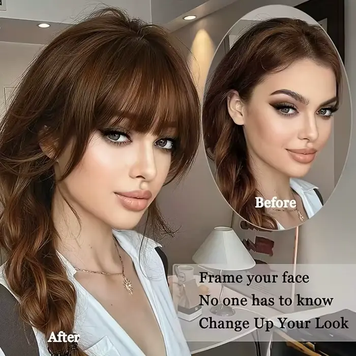 Franges françaises à clipser en cheveux humains avec tempes pour femmes