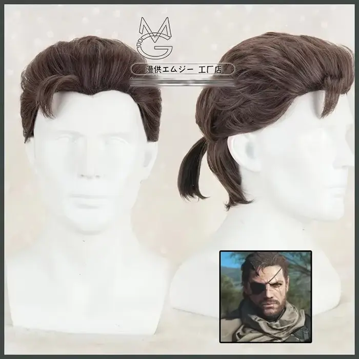 Metal Gear Solid-Perruques de Cosplay Ops Portables pour Hommes, Cheveux Synthétiques Courts, Marron