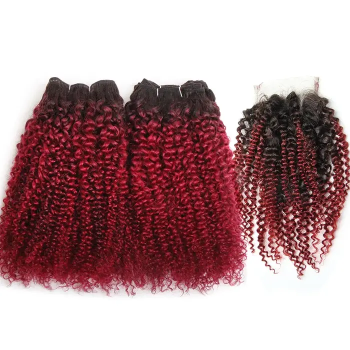 Cheveux brésiliens Jerry Curl paquets avec fermeture bouclés