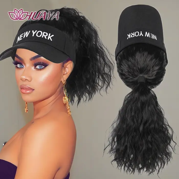 Extensions de cheveux synthétiques dames bouclés queue de cheval perruques chapeau connecté couvre-tête casquette à