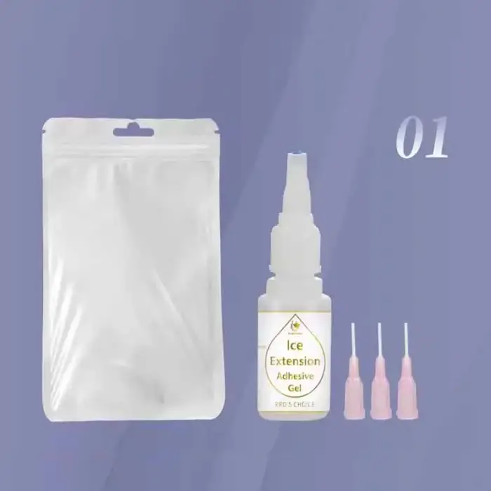 Ice Hair-Kit de Gel de Colle pour Collage à Froid, 4 Bouteilles, Adhésif et Dissolvant