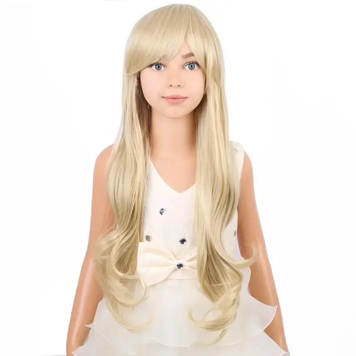 Perruque longue blonde ondulée pour enfants
