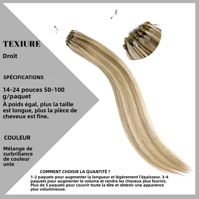 Extensions de cheveux humains Remy DIYOMO 14-24 pouces