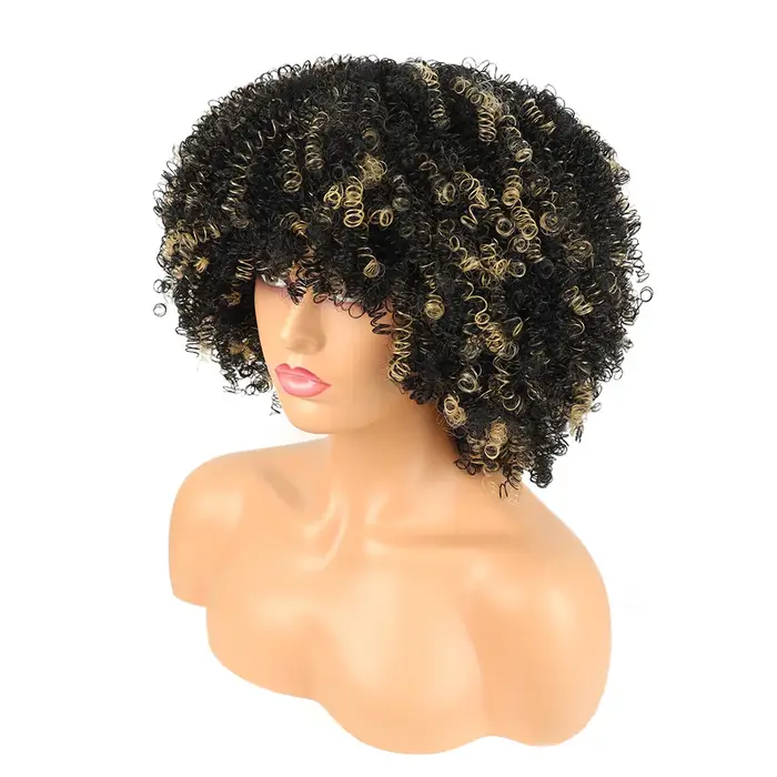 Perruque courte synthétique Afro perruques bouclées lâches pour les femmes noires