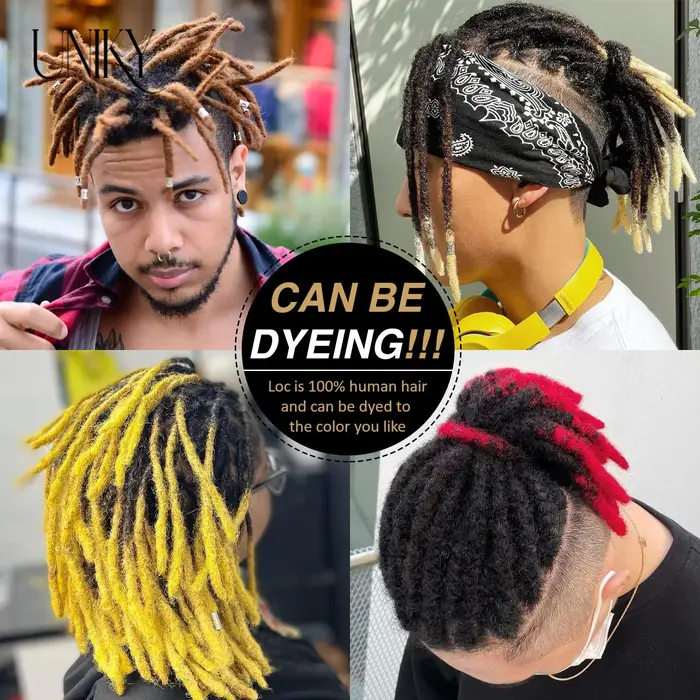 60 brins Extensions de Dreadlock pour hommes/femmes Afro crépus droites 100% cheveux humains à la main Loc