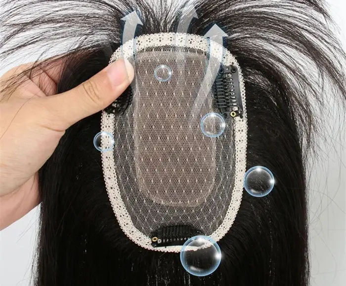 Topper de cheveux naturels à clipser avec frange