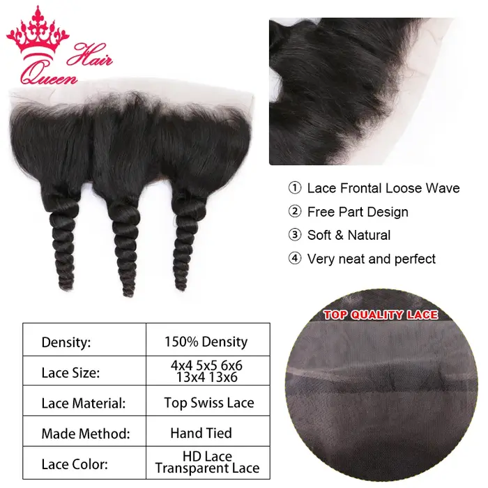 Queen Hair HD Loose Wave Closure Frontal Real Invisible Lace 13x6 13x4 4x4 5x5 Pre Plucked Lace Fron