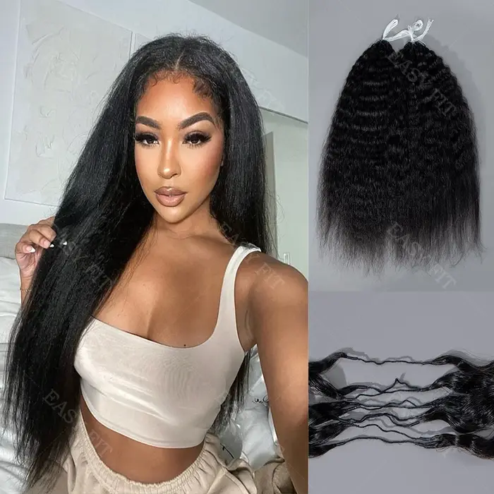 Cheveux humains Remy pré-séparés sans nœuds, style Kinky Straight, pour crochet, légers et réutilisa