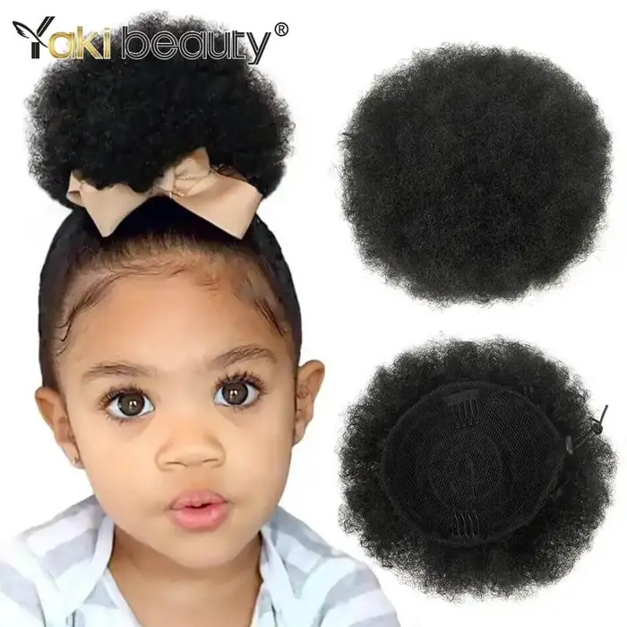 Postiche chignon afro synthétique bouffante courte pour femmes blondes, postiche chignon bouclé, que