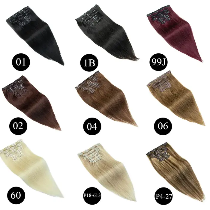 Extensions de cheveux humains à clipser