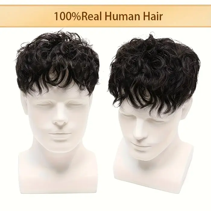 Perruque de cheveux humains bouclés pour hommes de 4 pouces