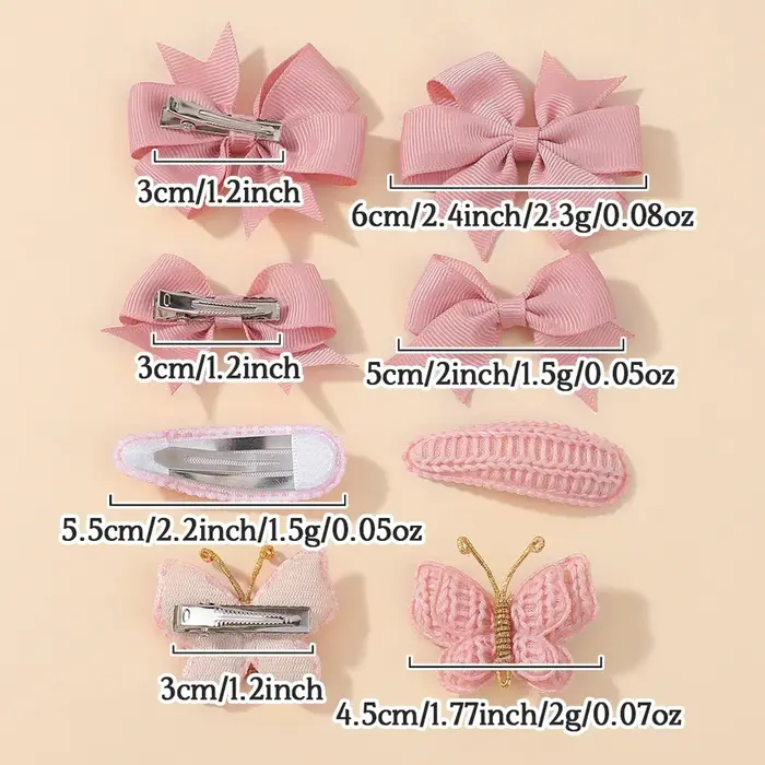 Pinces à cheveux papillon mignonnes faites à la main et ensemble de clips BB pour bébés filles