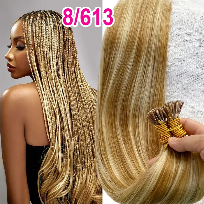 Extensions de cheveux I-Tip en kératine vierge naturelle