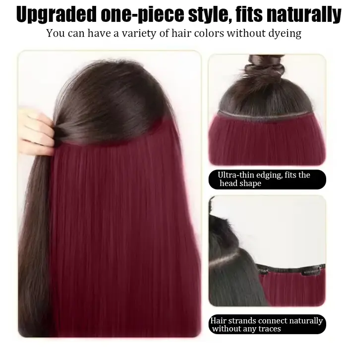 Extension de cheveux synthétiques colorés longs et lisses invisibles de 22 pouces