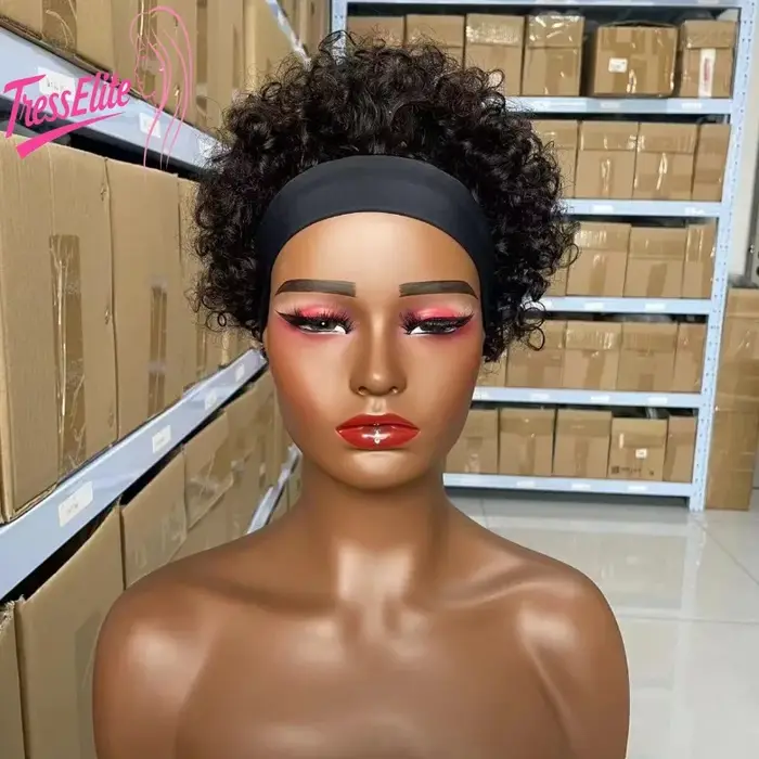 Perruques complètes en cheveux humains bouclés crépus de haute qualité, couleur naturelle, avec lien