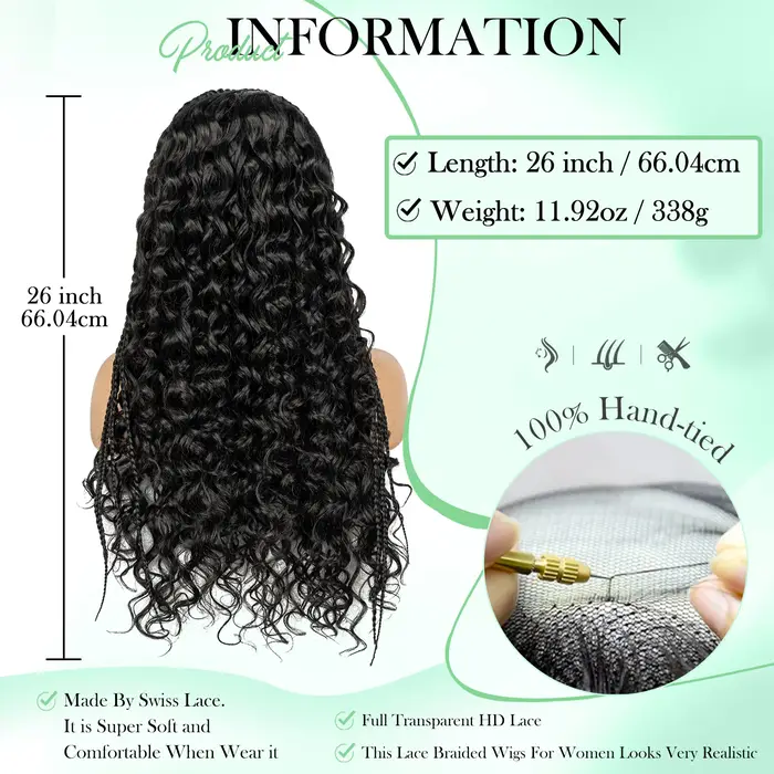 Cornrow – perruque Lace Front Wig synthétique tressée