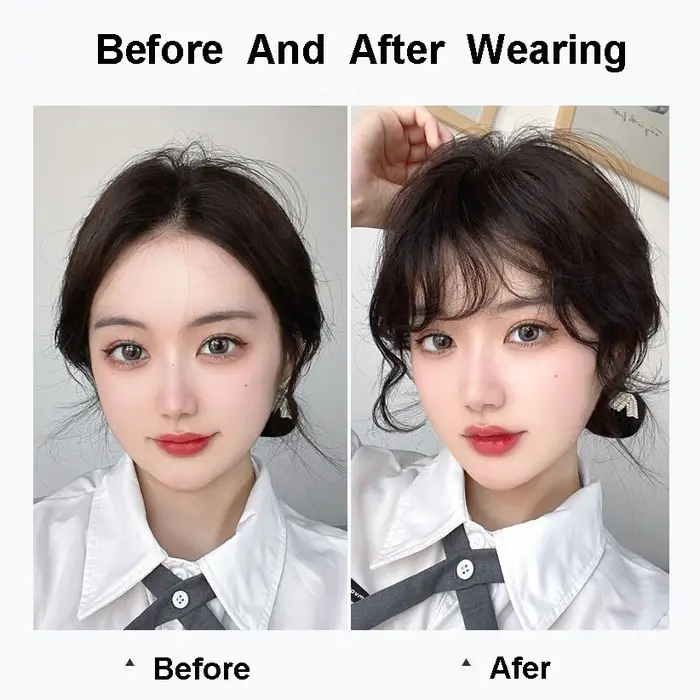 Sunslymei faux synthétique bouclés Air frange Clip-In Extension de cheveux frange faux postiche émou