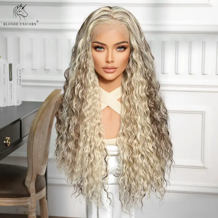 Perruque Lace Front Wig bouclée licorne Blonde pour femmes