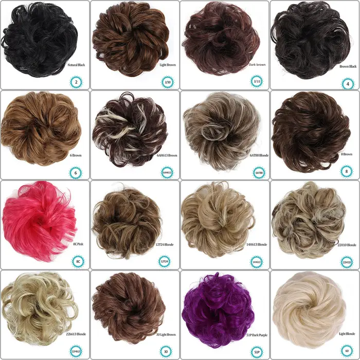 Allaosify Chignon synthétique femme naturel bouclé désordre Chignon postiches Extensions de cheveux 
