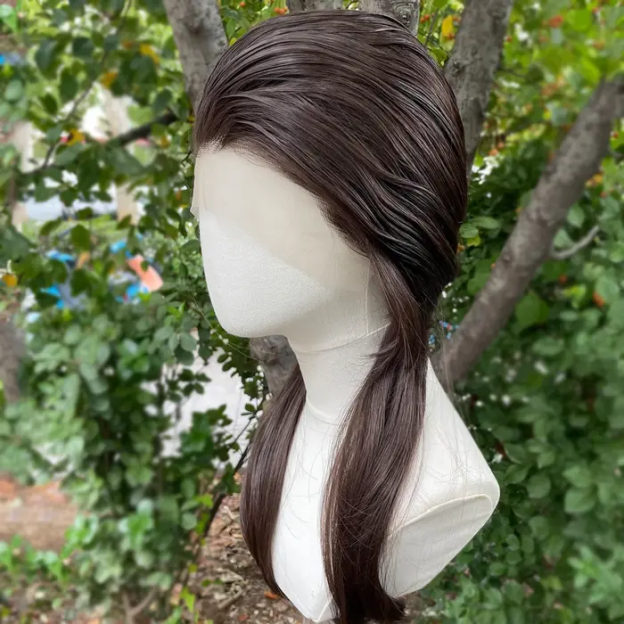 Perruques Lace Front Synthétiques Brunes pour Femmes, Cosplay, Longueur Initiée, Courtes Bouclées, Q
