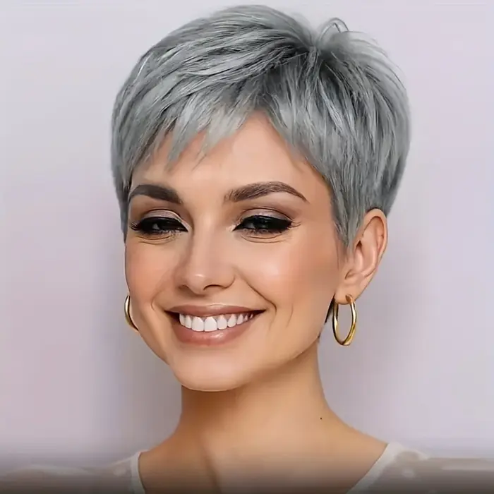 Perruque de cheveux humains coupe lutin