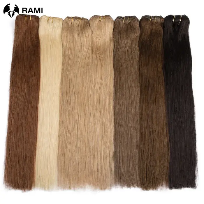 Extension de cheveux humains pour femmes 7 pièces pince en trame