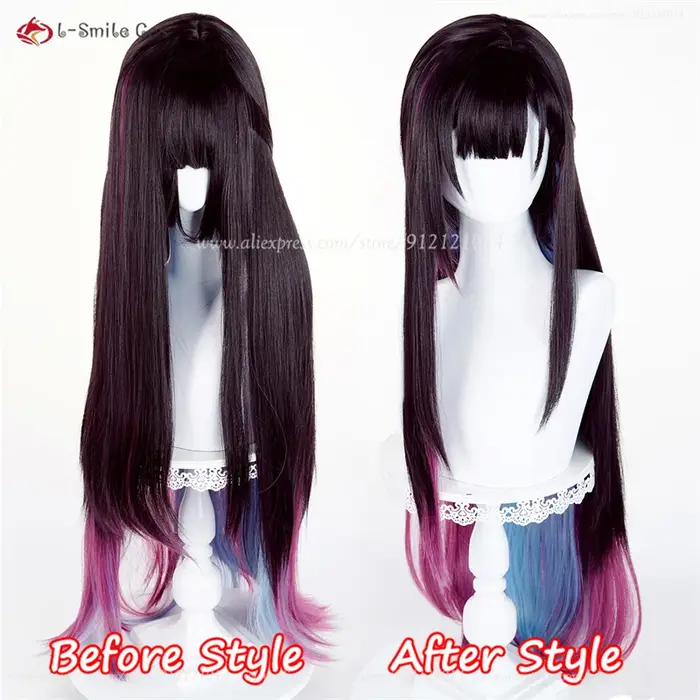 Perruque de Cosplay synthétique Helektra 96cm, perruques noires violettes bleues pour femmes Hallowe