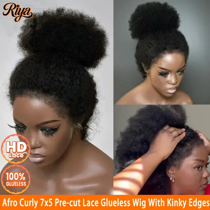 Perruque Afro bouclée 4x4 5x5 Invisible HD dentelle avec bords 4c Afro bouclés perruques de cheveux 
