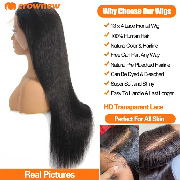 Perruques sans colle cheveux humains HD dentelle perruque