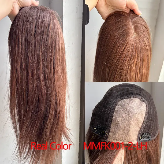 9x9 pouces grandes pièces de cheveux de Base brun foncé Toppers de cheveux humains 16 pouces Toppers