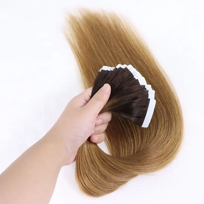 Extensions de bande de cheveux humains blonds, trame de peau PU, noir, brun, européen, naturel, 16 "