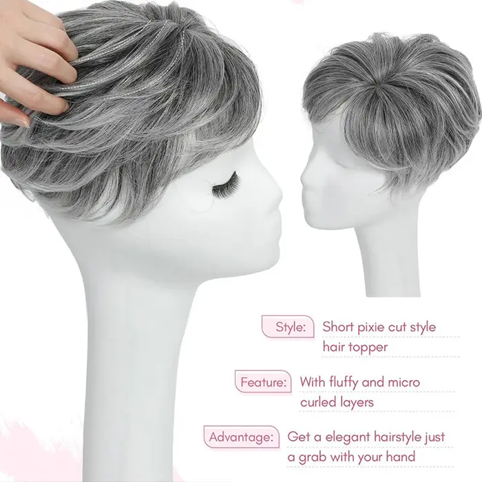 Perruques courtes pour femmes avec cheveux clairsemés