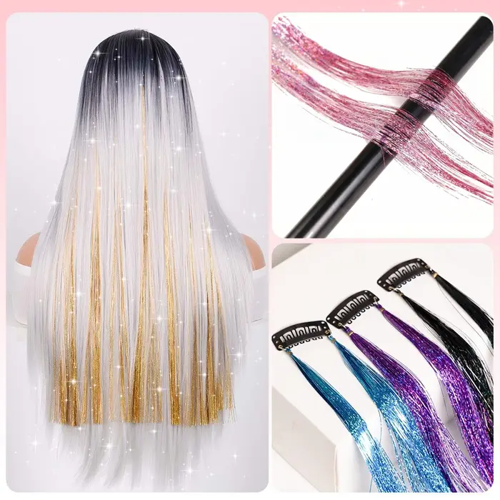 Extensions de cheveux tressées à paillettes en fibre haute température