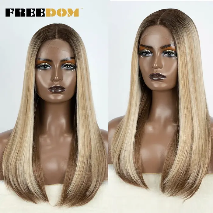 FREEDOM cheveux synthétiques avant de lacet perruques pour les femmes noires droite Bob