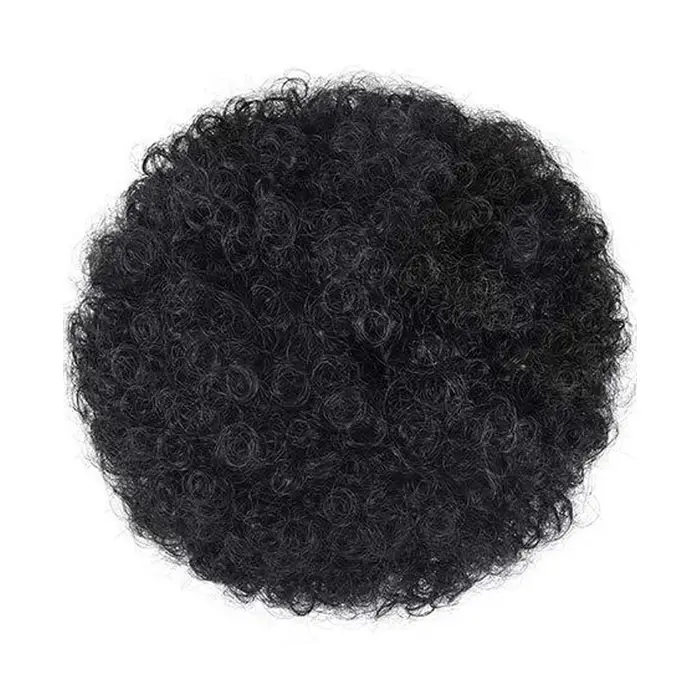 Chignon Afro court en cheveux humains, postiche pour femmes et enfants, perruque queue de cheval à c